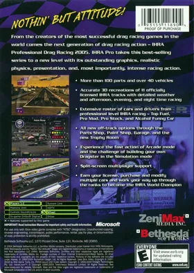 IHRA Professional Drag Racing 2005 (USA) box cover back